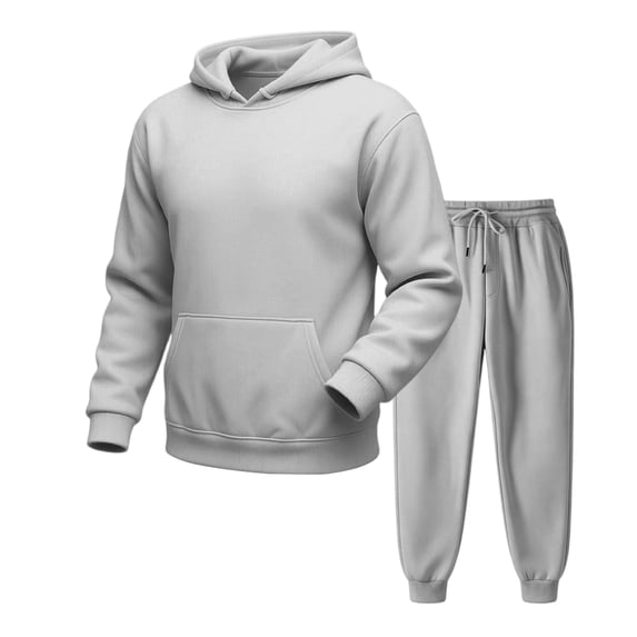 Delconic Mens Hoodie and Jogger Set Casual Athletic Sweat Suit Long Sleeve Pullover Hooded Top with Drawstring Pants White L