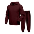 thumbnail image 1 of Delconic Mens Hoodie and Jogger Set Casual Athletic Sweat Suit Long Sleeve Pullover Hooded Top with Drawstring Pants Wine XL, 1 of 7