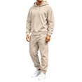 thumbnail image 1 of Delconic Mens Hoodie and Jogger Set Pullover Hooded Sweatshirt and Drawstring Sweatpants Casual Athletic Two Piece Outfit Beige L, 1 of 9