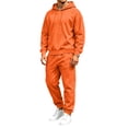 thumbnail image 1 of Delconic Mens Hoodie and Jogger Set Pullover Hooded Sweatshirt and Drawstring Sweatpants Casual Athletic Two Piece Outfit Saffron L, 1 of 9