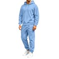 thumbnail image 1 of Delconic Mens Hoodie and Jogger Set Pullover Hooded Sweatshirt and Drawstring Sweatpants Casual Athletic Two Piece Outfit Sky Blue M, 1 of 9