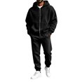 thumbnail image 1 of Delconic Mens Hoodie and Jogger Set Two Piece Tracksuit Full Zip Sweatshirt Drawstring Pants Casual Athletic Outfit Black L, 1 of 7