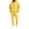 thumbnail image 1 of Delconic Mens Hoodie and Jogger Set Two Piece Tracksuit Full Zip Sweatshirt Drawstring Pants Casual Athletic Outfit Yellow 3XL, 1 of 7
