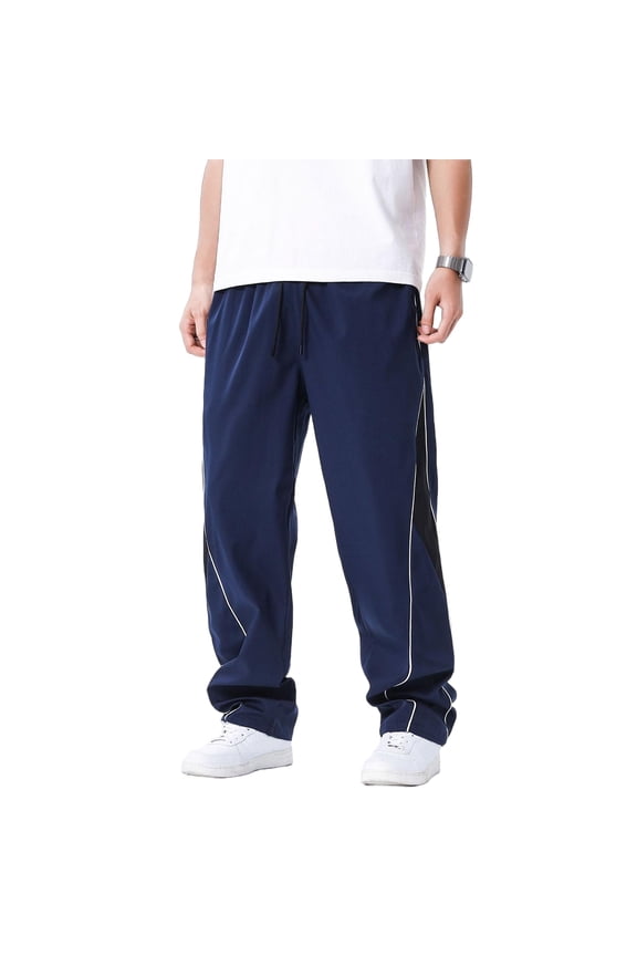 Mens Loose Fit Athletic Track Pants with Drawstring Waist Relaxed Straight Leg Design for Everyday Comfort and Versatile Wear Blue 2XL