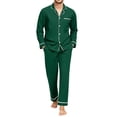 thumbnail image 1 of Delconic Mens Pajama Set Long Sleeve Button Front Sleepwear Set Collared Shirt and Full Length Pants Relaxed Fit Loungewear Army Green L, 1 of 6