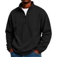 thumbnail image 1 of Delconic Mens Quarter Zip Fleece Pullover Jacket Long Sleeve Stand Collar Warm Outerwear Casual Relaxed Fit for Fall Winter Black L, 1 of 7