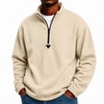 thumbnail image 1 of Delconic Mens Quarter Zip Fleece Pullover Jacket Long Sleeve Stand Collar Warm Outerwear Casual Relaxed Fit for Fall Winter White 5XL, 1 of 7