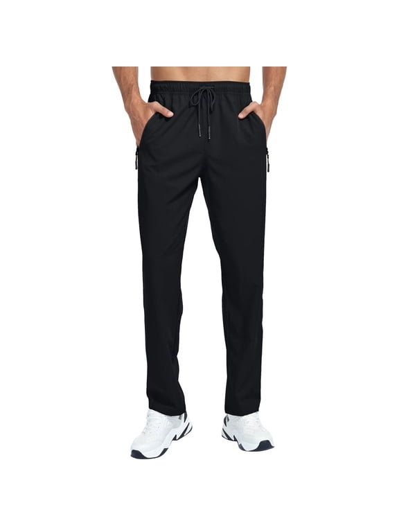 Mens Quick Dry Hiking Pants Outdoor Casual Straight Leg Loose Fit Training Trousers for Trekking Camping Walking Black 2XL