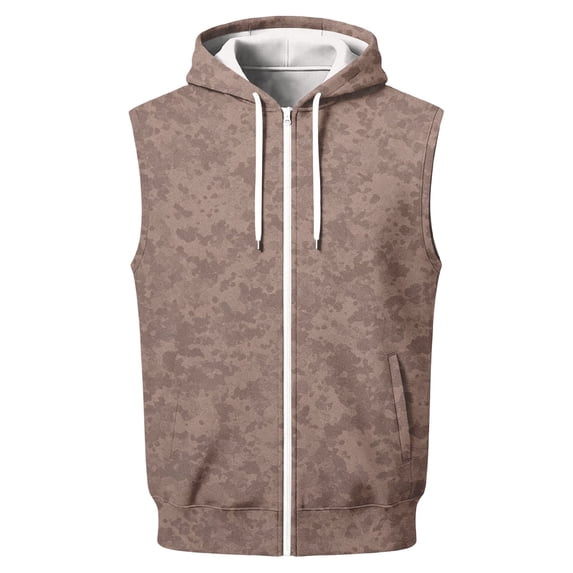 Delconic Mens Sleeveless Zip Up Hoodie Vest Casual Athletic Retro Streetwear Lightweight Fleece Hooded Tank Outerwear Coffee S
