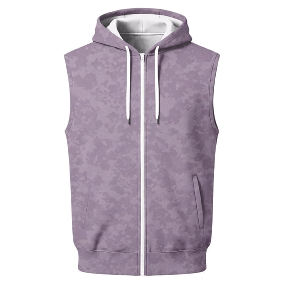 Delconic Mens Sleeveless Zip Up Hoodie Vest Casual Athletic Retro Streetwear Lightweight Fleece Hooded Tank Outerwear Light Purple L