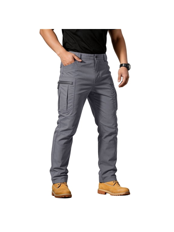 Mens Tactical Pants Ripstop Cargo Work Trousers with Multi Pocket Water Resistant Breathable Design for Hiking Camping Gray 3XL