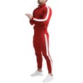 thumbnail image 1 of Delconic Mens Two Piece Athletic Tracksuit Set Zip Front Long Sleeve Track Jacket and Tapered Jogger Pants Casual Sportwear Red M, 1 of 5