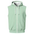 thumbnail image 1 of Delconic Mens Vintage American Style Sleeveless Hooded Zip Up Vest Casual Athletic Fleece Lined Waistcoat Lightweight Outerwear Mint Green 3XL, 1 of 8