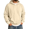thumbnail image 1 of Delconic Mens Winter Casual Pullover Hoodie Long Sleeve Relaxed Fit Drawstring Hood Kangaroo Pocket Ribbed Cuffs Sweatshirt Beige L, 1 of 4