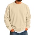 thumbnail image 1 of Delconic Mens Winter Fleece Crewneck Sweatshirt Long Sleeve Pullover Casual Loose Fit Ribbed Cuffs and Hem Basic Warm Top Beige L, 1 of 4