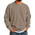 thumbnail image 1 of Delconic Mens Winter Fleece Crewneck Sweatshirt Long Sleeve Pullover Casual Loose Fit Ribbed Cuffs and Hem Basic Warm Top Khaki 3XL, 1 of 4