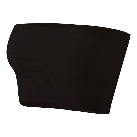 Delconic Seamless Bandeau Tube Top for Women Stretch Strapless Ribbed Crop Top Lightweight Breathable Pullover Design Black 32
