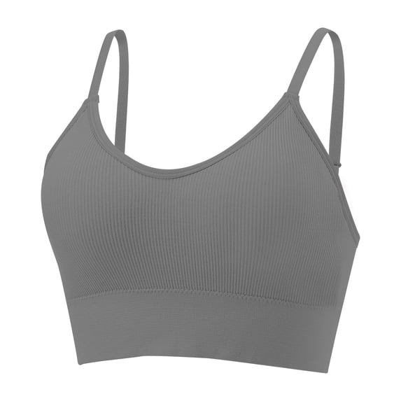 Delconic Seamless Ribbed Knit Bralette with Adjustable Straps for Women Soft Stretch Pullover Crop Tank Top Underwear Gray 36