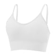 thumbnail image 1 of Delconic Seamless Ribbed Knit Bralette with Adjustable Straps for Women Soft Stretch Pullover Crop Tank Top Underwear White 36, 1 of 6