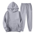 thumbnail image 1 of Delconic Unisex Winter Fleece Lined Hoodie and Jogger Set Loose Fit Pullover Hooded Sweatshirt Drawstring Sweatpants Set Dark Gray 3XL, 1 of 5