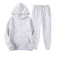 thumbnail image 1 of Delconic Unisex Winter Fleece Lined Hoodie and Jogger Set Loose Fit Pullover Hooded Sweatshirt Drawstring Sweatpants Set Light Gray 5XL, 1 of 5