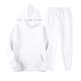 thumbnail image 1 of Delconic Unisex Winter Fleece Lined Hoodie and Jogger Set Loose Fit Pullover Hooded Sweatshirt Drawstring Sweatpants Set White 4XL, 1 of 5