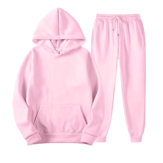Delconic Unisex Winter Fleece Lined Hoodie and Jogger Set Loose Fit Pullover Hooded Sweatshirt Drawstring Waist Sweatpants Pink 4XL