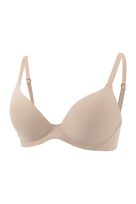Women Seamless Underwire Bra Adjustable Straps Soft Molded Cups Smooth Everyday Wear Lingerie Wireless Support Complexion 75B