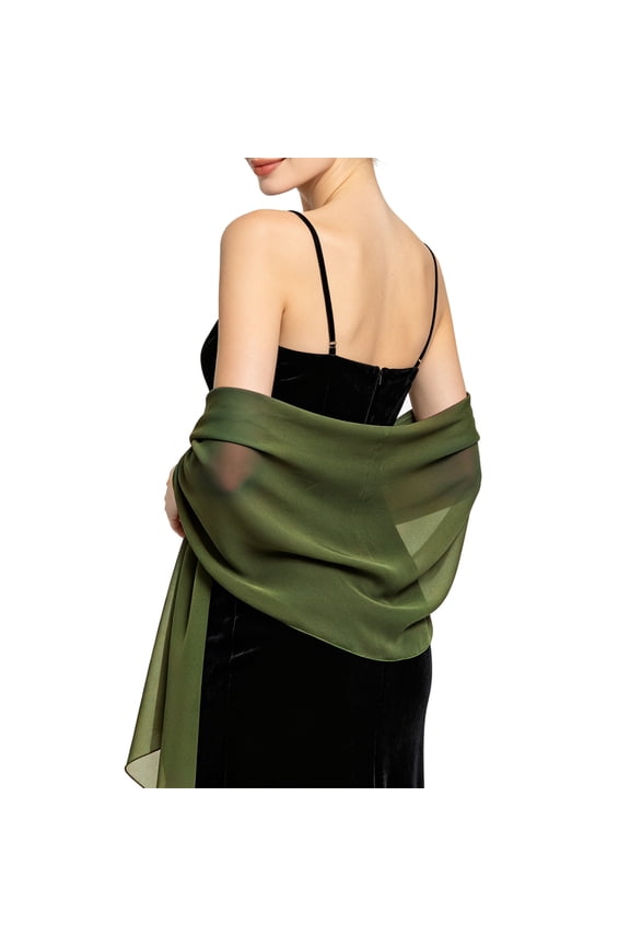 Women Solid Chiffon Shawl Lightweight Polyester Nylon Evening Wrap Scarf Elegant Cover Up For Wedding Bridal Party Dinner Formal Occasions