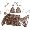 thumbnail image 1 of Delconic Women Triangle Bikini Set with Ruffle Skirt Cover Up Three Piece Swimwear with Adjustable Tie Straps, 1 of 4