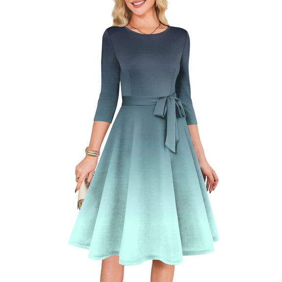 Delconic Women's Cocktail Dresses 3/4 Sleeve Vintage Wedding Guest Dress Fluorescent Green A XL