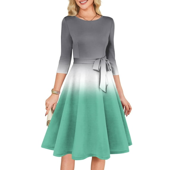 Delconic Women's Cocktail Dresses 3/4 Sleeve Vintage Wedding Guest Dress Green A L