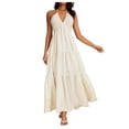 thumbnail image 1 of Delconic Women’s Halter Neck Maxi Dress Sleeveless Tiered Long Dress Casual Loose Fit Summer Beachwear for Daily and Vacation Beige XL, 1 of 5