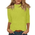 thumbnail image 1 of Delconic Women’s Mock Neck Half Sleeve Casual Pullover Top Soft Stretchy Knit Lightweight Solid Basic Shirt for Daily Wear Fluorescent Green M, 1 of 7