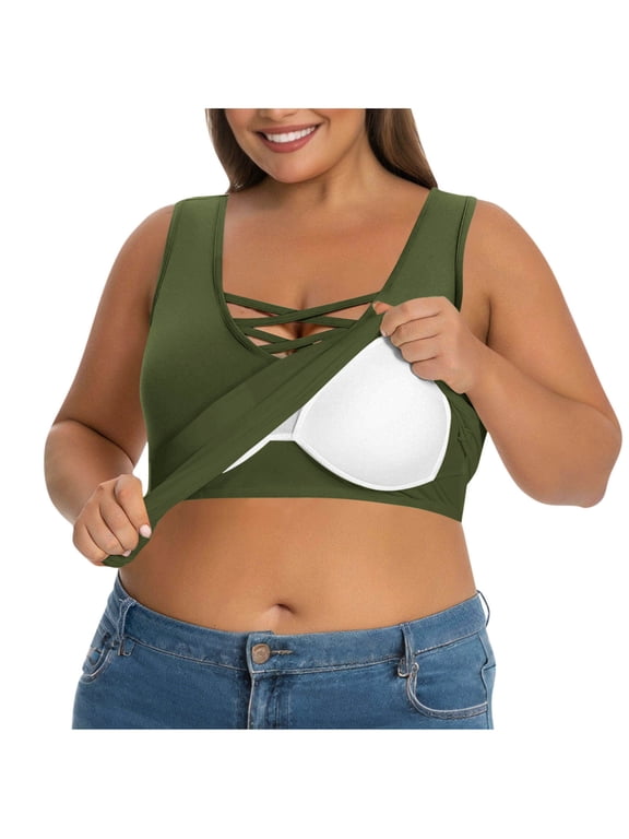 Women’s Plus Size Nursing Bra with Soft Removable Pads Wirefree Maternity Bralette Adjustable Straps for Breastfeeding Support Army Green L