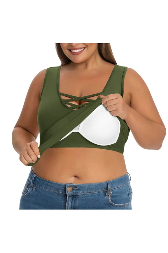Women’s Plus Size Nursing Bra with Soft Removable Pads Wirefree Maternity Bralette Adjustable Straps for Breastfeeding Support Army Green XL