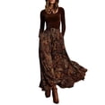 thumbnail image 1 of Delconic Women's Round Neck Long Sleeve Top & High-Waisted Maxi Skirt Set Brown L, 1 of 6