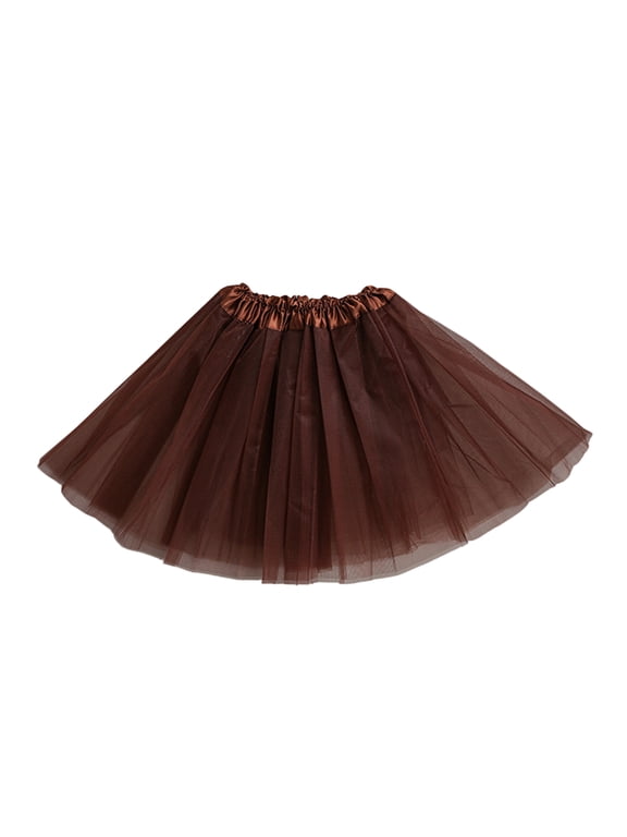 Womens Adult Tulle Skirt Ballet Tutu Skirt Knee Length Mesh Dance Skirt Layered A Line Skirt for Stage Practice Brown 1