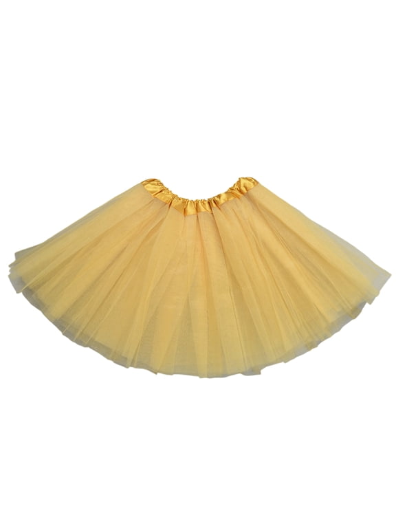 Womens Adult Tulle Skirt Ballet Tutu Skirt Knee Length Mesh Dance Skirt Layered A Line Skirt for Stage Practice Gold 2