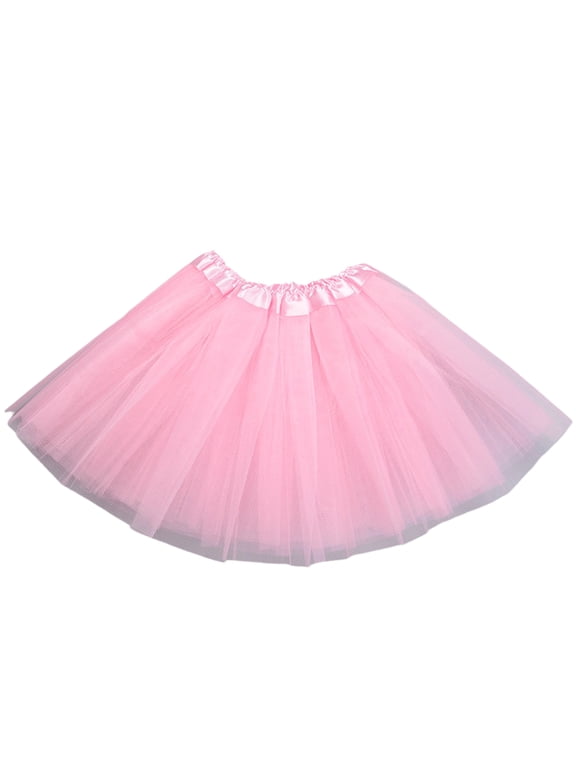 Womens Adult Tulle Skirt Ballet Tutu Skirt Knee Length Mesh Dance Skirt Layered A Line Skirt for Stage Practice Pink 2