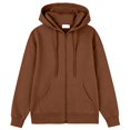 thumbnail image 1 of Delconic Womens Fleece Lined Zip Up Hoodie Long Sleeve Drawstring Hooded Sweatshirt Loose Fit Casual Jacket Outerwear Coffee L, 1 of 5