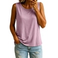 thumbnail image 1 of Delconic Womens Padded Tank Top Loose Fit Sleeveless Camisole Lightweight Built In Bra Casual Round Neck Summer Top Light Purple 2XL, 1 of 8