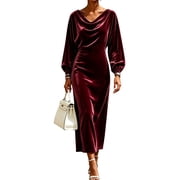 ladies burgundy velvet dress Dresses for Elegant Looks Shop Today chiffon outfit