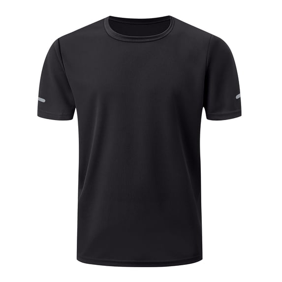 Delconic Workout Shirts for Men Dry Fit Gym Shirts Short Sleeve Athletic Moisture Wicking T-Shirt Black M