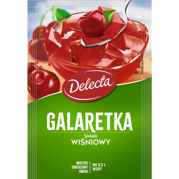 Delecta Galaretka Smak Wisniowy Cherry Jelly Mix 70g / 2.46oz Bag (5-Pack)