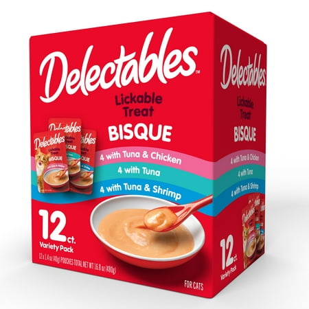 Delectables Bisque Lickable Wet Cat Treats Variety Pack, 1.4 oz. (12 Count)