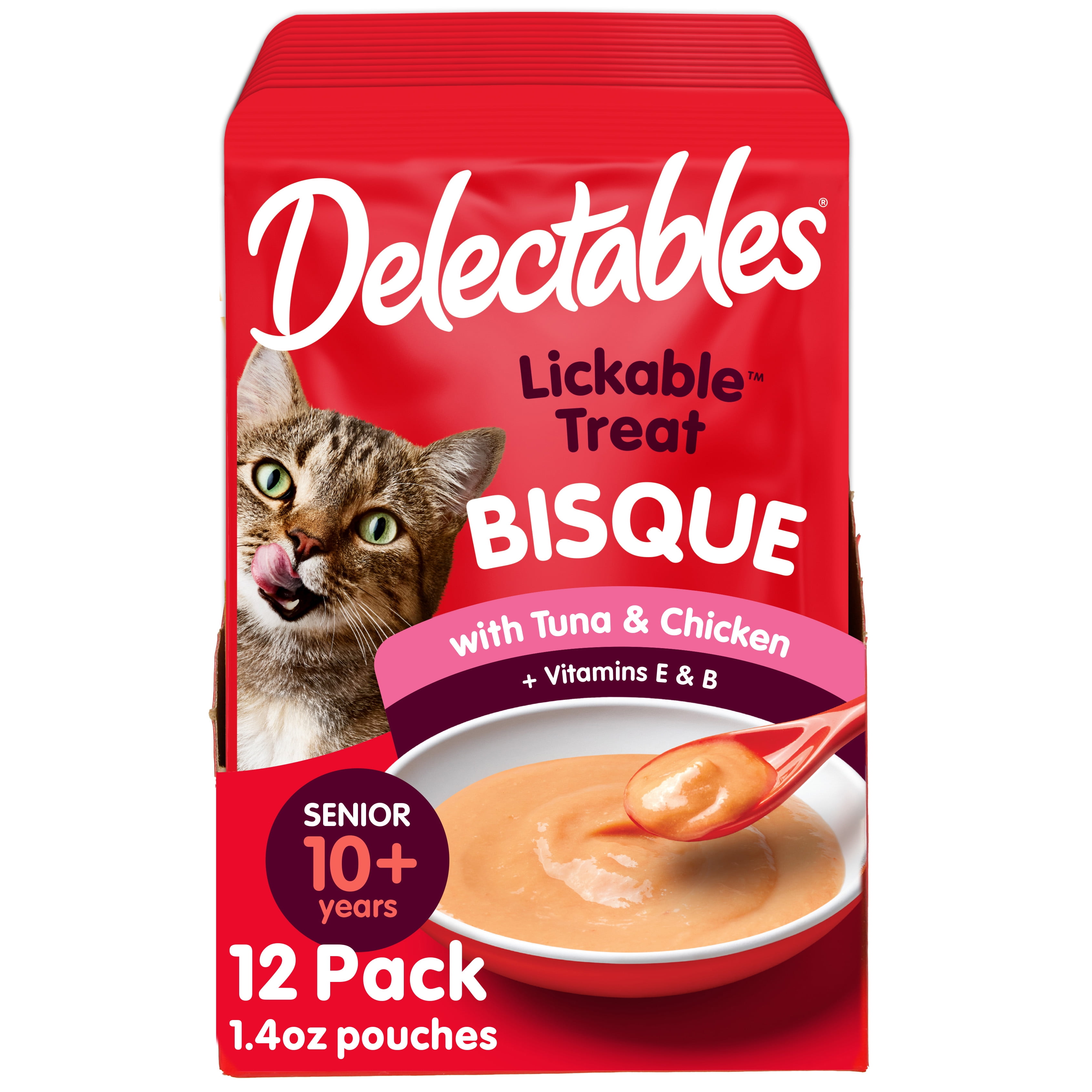 Delectables Bisque Senior 10+ Tuna & Chicken Lickable Cat Treat, 1.4-oz, 12 pack