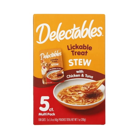 Hartz Delectables Stew Lickable Wet Cat Treats, Chicken & Tuna, 5 Pack