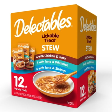 Delectables Lickable Cat Treats Stew Variety Pack, 12 Count (16.8 oz.)