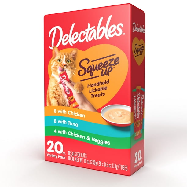 Delectables Squeeze Up Tuna, Chicken & Vegetables Flavor Topper for Cat, 0.5 oz. (20 Count)